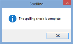 Spelling complete dialog