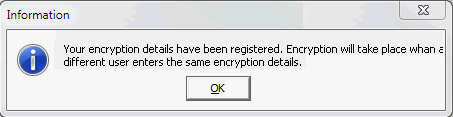 Encryption details registered information window