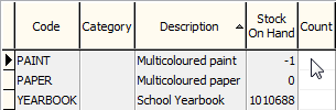 Item Stocktake (grid area, showing double click)