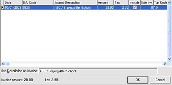 G/L journals included on invoice