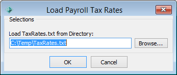 Load Payroll Tax Rates window