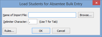 Load Students for Absentee Bulk Entry window