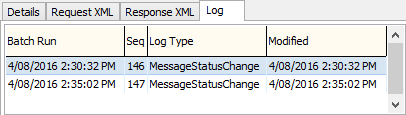 Log sub-tab (Message Queues tab)