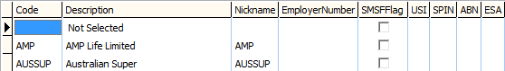 Lookup Table Maintenance - Finance (luPayrollSuperannuationFund lookup table)