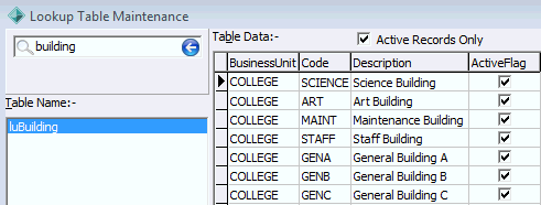 Lookup Table Maintenance - luBuilding