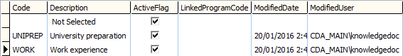 Lookup table maintenance - luCourseProgram