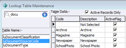 Lookup Table Maintenance - luDocumenSourceCode