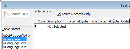 Lookup Table Maintenance - luLanguage (for loading from external table)