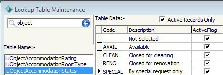 Lookup Table Maintenance - luObjectAccommodationStatus