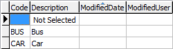 luVehicleClass lookup table