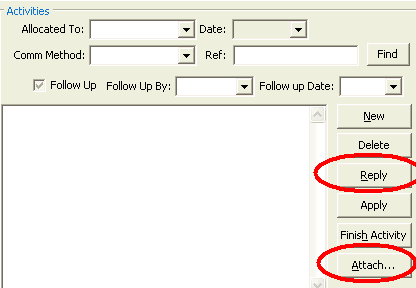 Maintain Object Tasks window Activities area