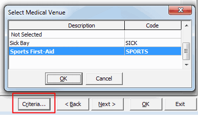 Medical Maintenance (criteria button example, cut down)