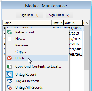 Medical Maintenance (delete this incident)
