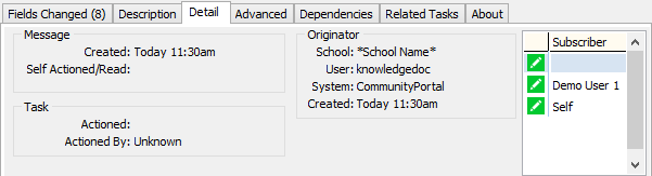 Medical Maintenance - Action Centre tab - Details sub-tab
