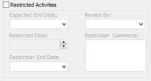 Medical Maintenance - Incidents tab - Summary sub-tab (Restricted activities area, cut-down)