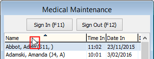 Medical Maintenance - Selector panel (sort grid cutdown)