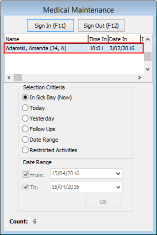 Medical Maintenance selector panel (student highlighted).gif