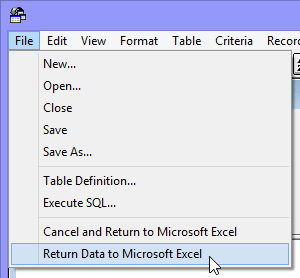 Microsoft Query (File menu)