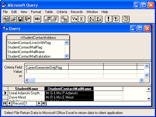 Microsoft Query - Add column
