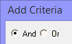 Add Criteria window (And/Or option)