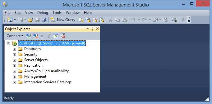Microsoft SQL Server Management Studio window