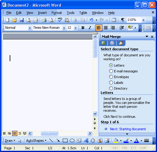 Microsoft Word - mail merge step 1