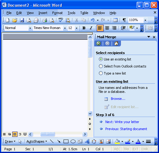 Microsoft Word - mail merge step 3