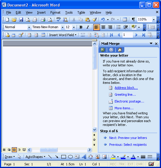 Microsoft Word - mail merge step 4