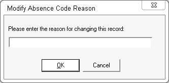 Modify Absence Code Reason window