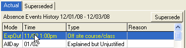 modify absence event - sign out (actual tab, superseded example, 2)