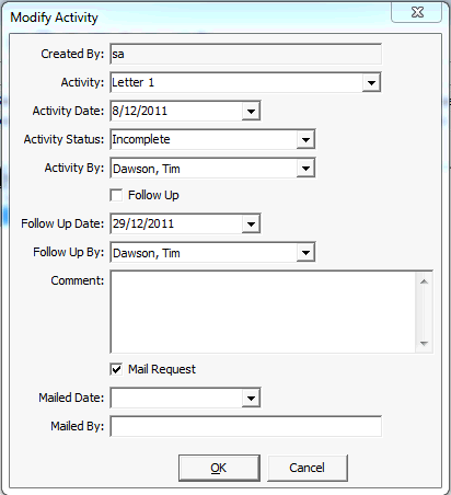 Modify Activity (from Past Student Maintenance)