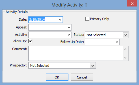 Modify Activity window