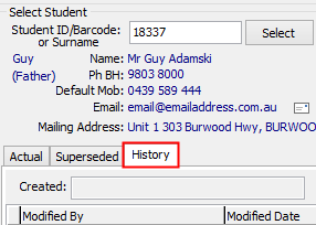 Modifying Absence Event - History tab