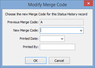 Modify Merge Code window