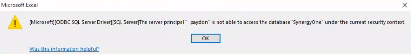 MS Query single database error