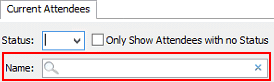 Name search field (Current Attendees tab, Events Maintenance)