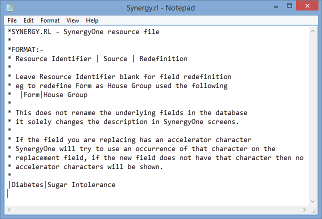 Notepad - SynergyRL file