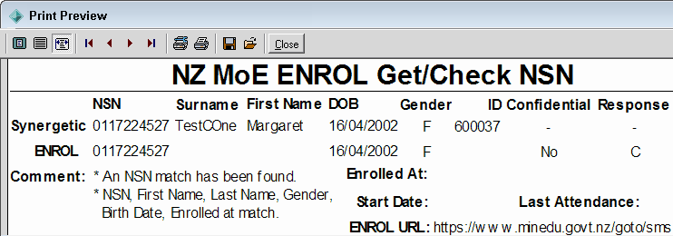 NZ MoE ENROL Get/Check NSN report
