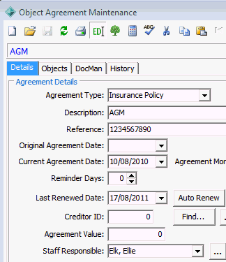 Object Agreement Maintenance window (cut down)