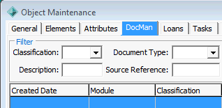 Object Maintenance - DocMan tab (cut down)