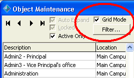 Object Maintenance - Filter button (cut down for what's new)