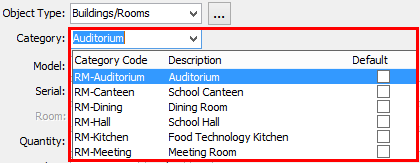 Object Maintenance - General tab (cut down, category field)