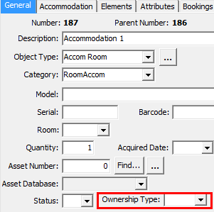 Object Maintenance - General tab (cut down, ownership type field)