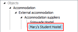 Object Search (External Accommodation, accommodation suppliers, Mary's Student Hostel)