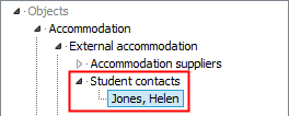 Object Search window (student contacts)