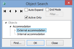 Object Search window