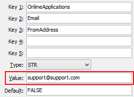 OnlineApplications FromAddress configuration setting