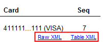 Online Receipts List report (raw xml and table xml fields highlighted)