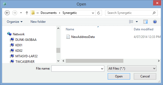 Open (new address data)