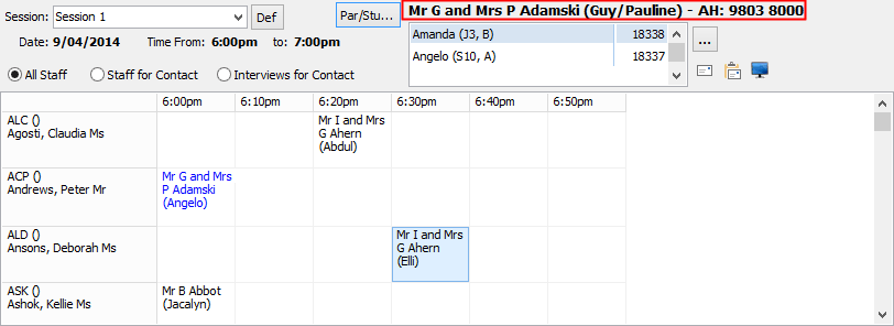 Parent teacher maintenance schedule tab - area 3